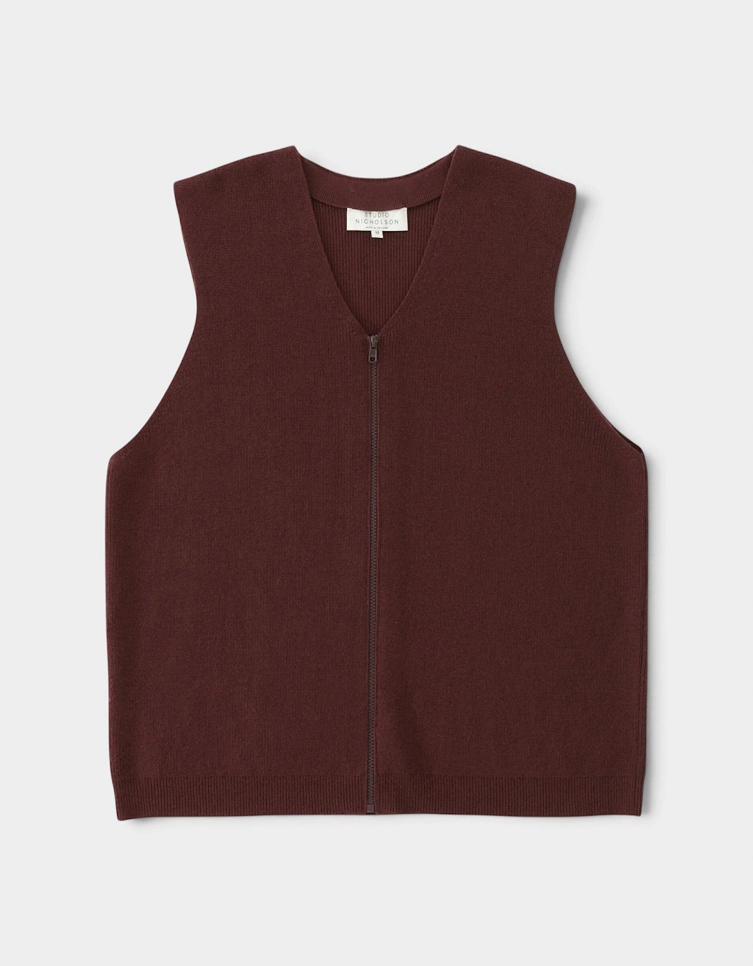 Rib Zipped Knitwear Vest Burgundy