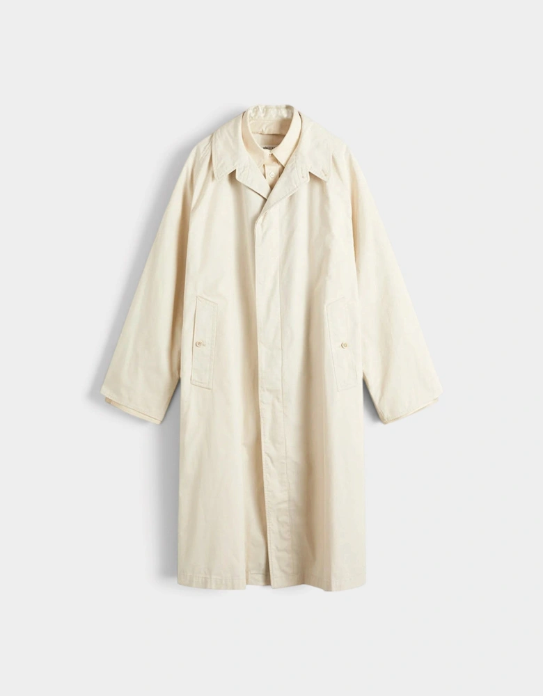 Longline Trench Coat Ivory White