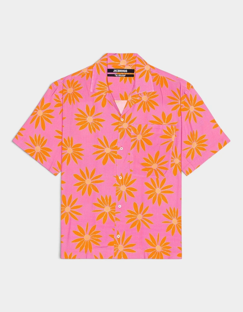 La Chemise Jean Print Orange Pink Flowers