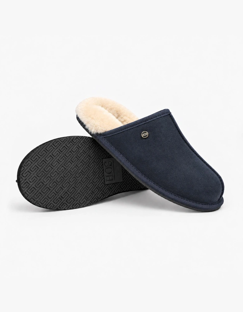 HOS Sheepskin EDWIN Mens Mules Navy