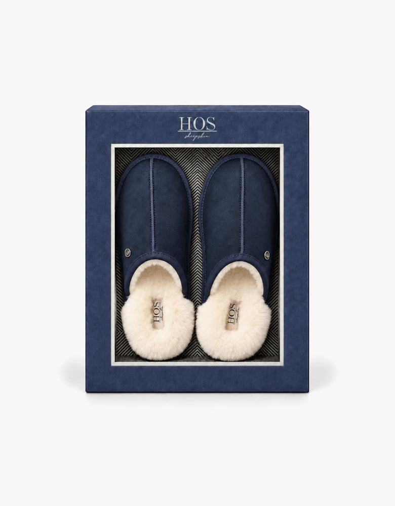 HOS Sheepskin EDWIN Mens Mules Navy