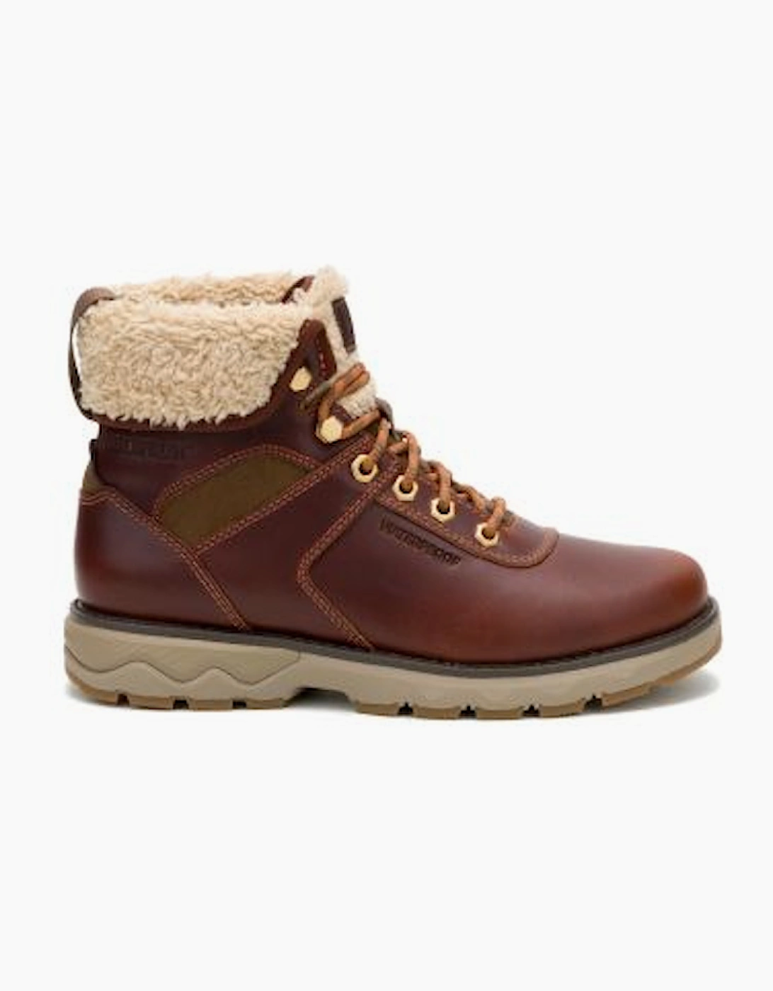 Fandom Roll Down Fur Waterproof P312606 Womens Brown Leather Boots