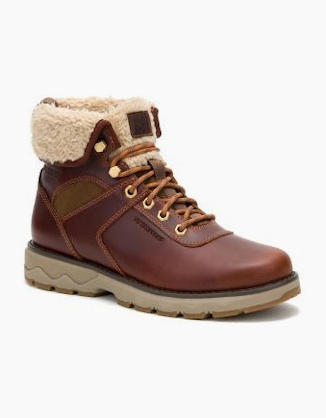 Caterpillar Women's Fandom Roll Down Fur Waterproof P312606 Womens Brown Leather Boots - Size: 7