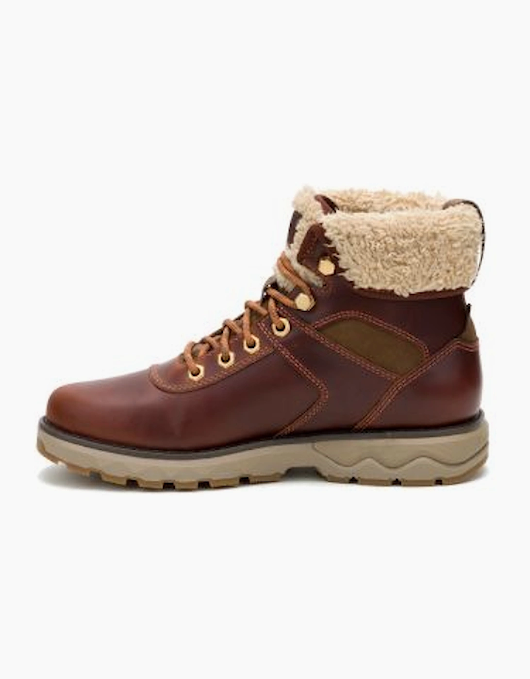 Fandom Roll Down Fur Waterproof P312606 Womens Brown Leather Boots