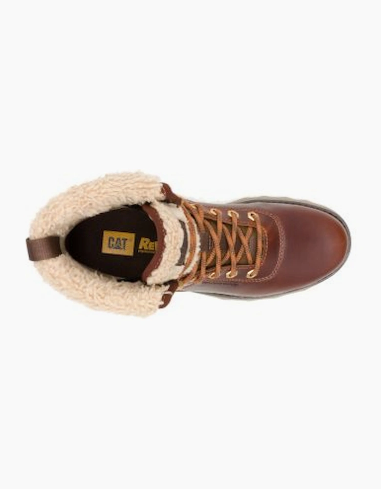 Fandom Roll Down Fur Waterproof P312606 Womens Brown Leather Boots