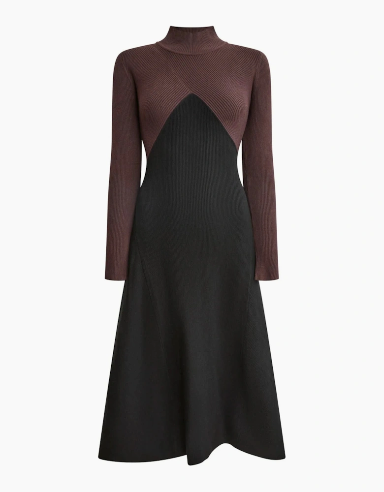 Black Colour-Block Knit Dress