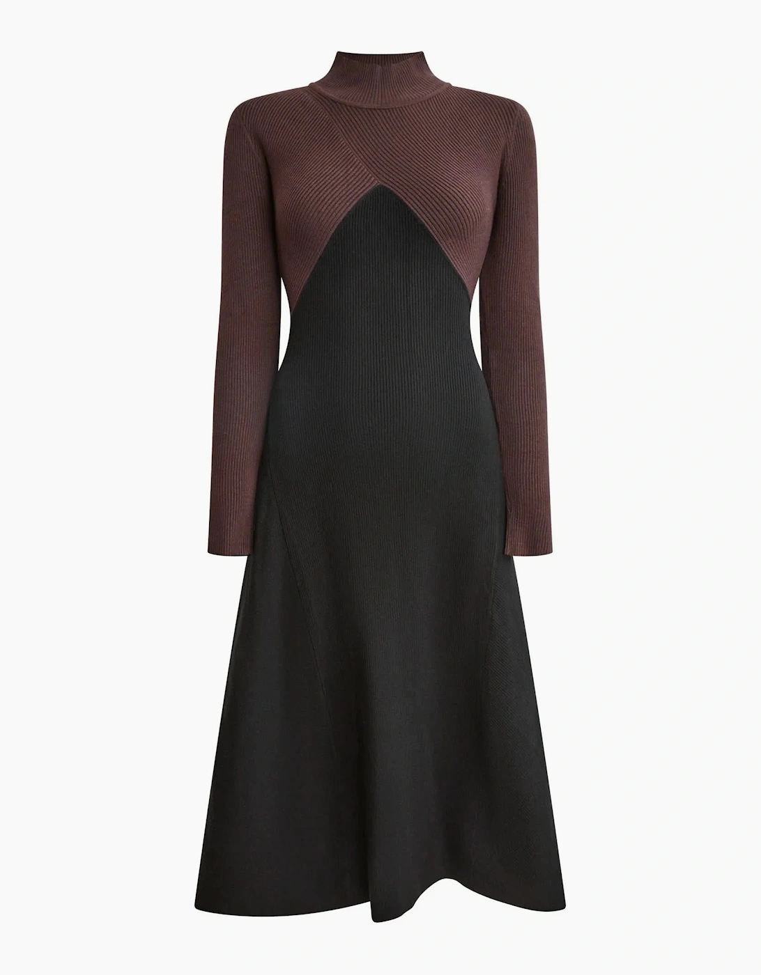 Black Colour-Block Knit Dress