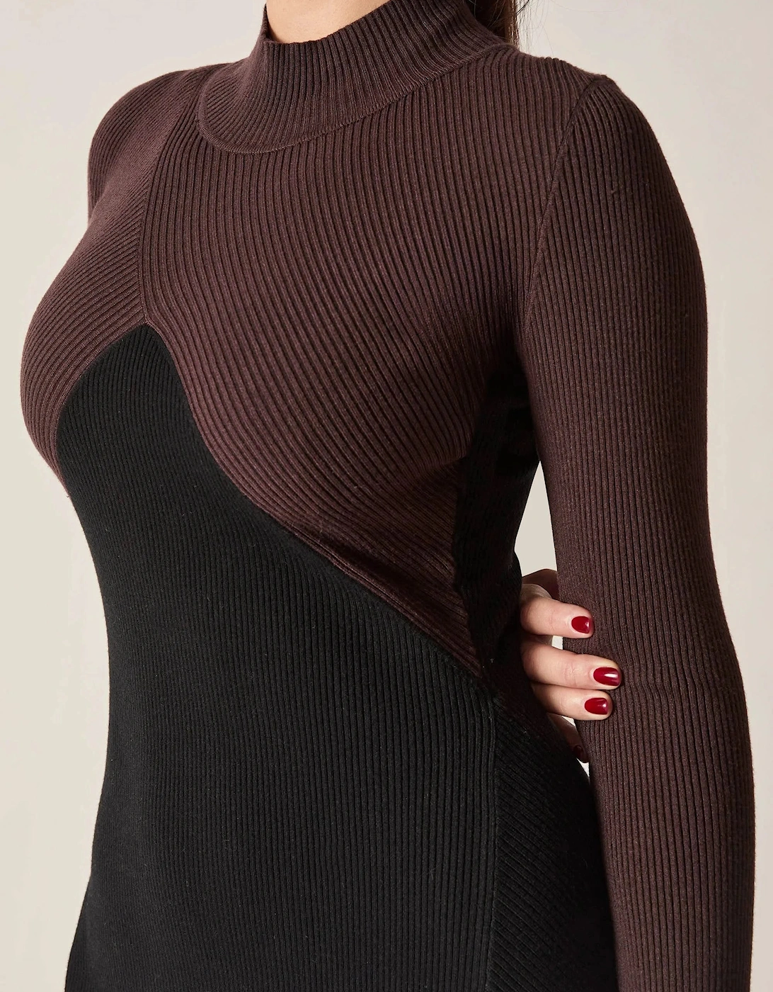Black Colour-Block Knit Dress