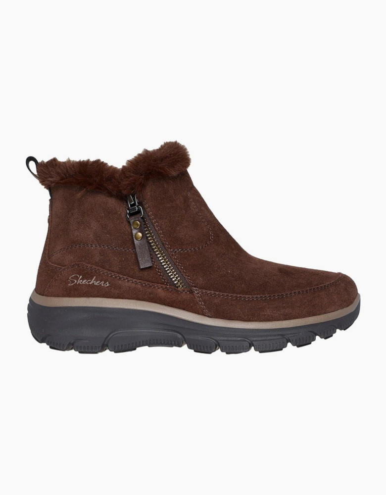 Skechers Easy Going Cool Zip! Leather Women's CHOCOLATE Winter Ankle Boots