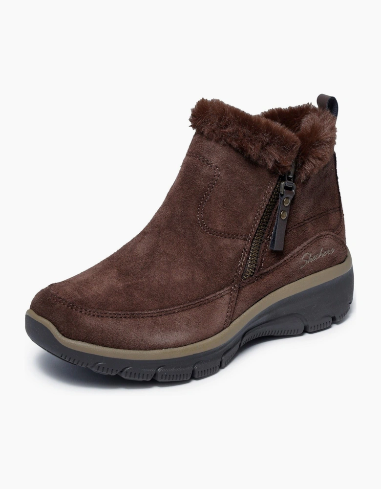 Skechers Easy Going Cool Zip! Leather Women's CHOCOLATE Winter Ankle Boots