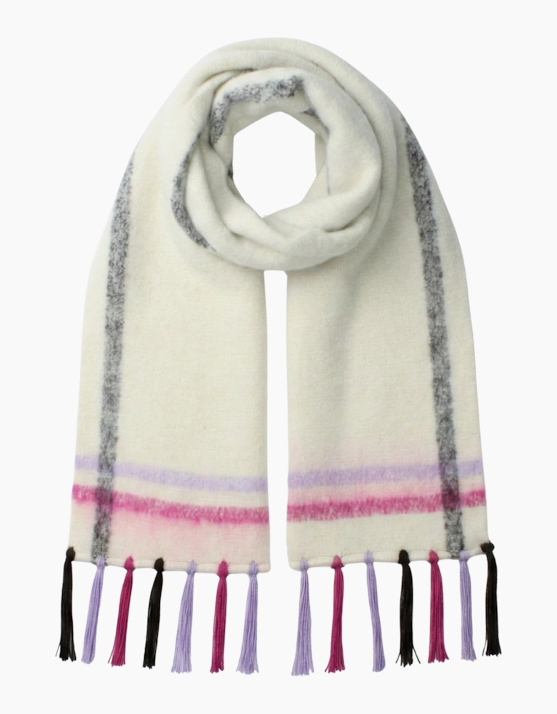 Multi Ladies Check Scarf With Tassel Fringe