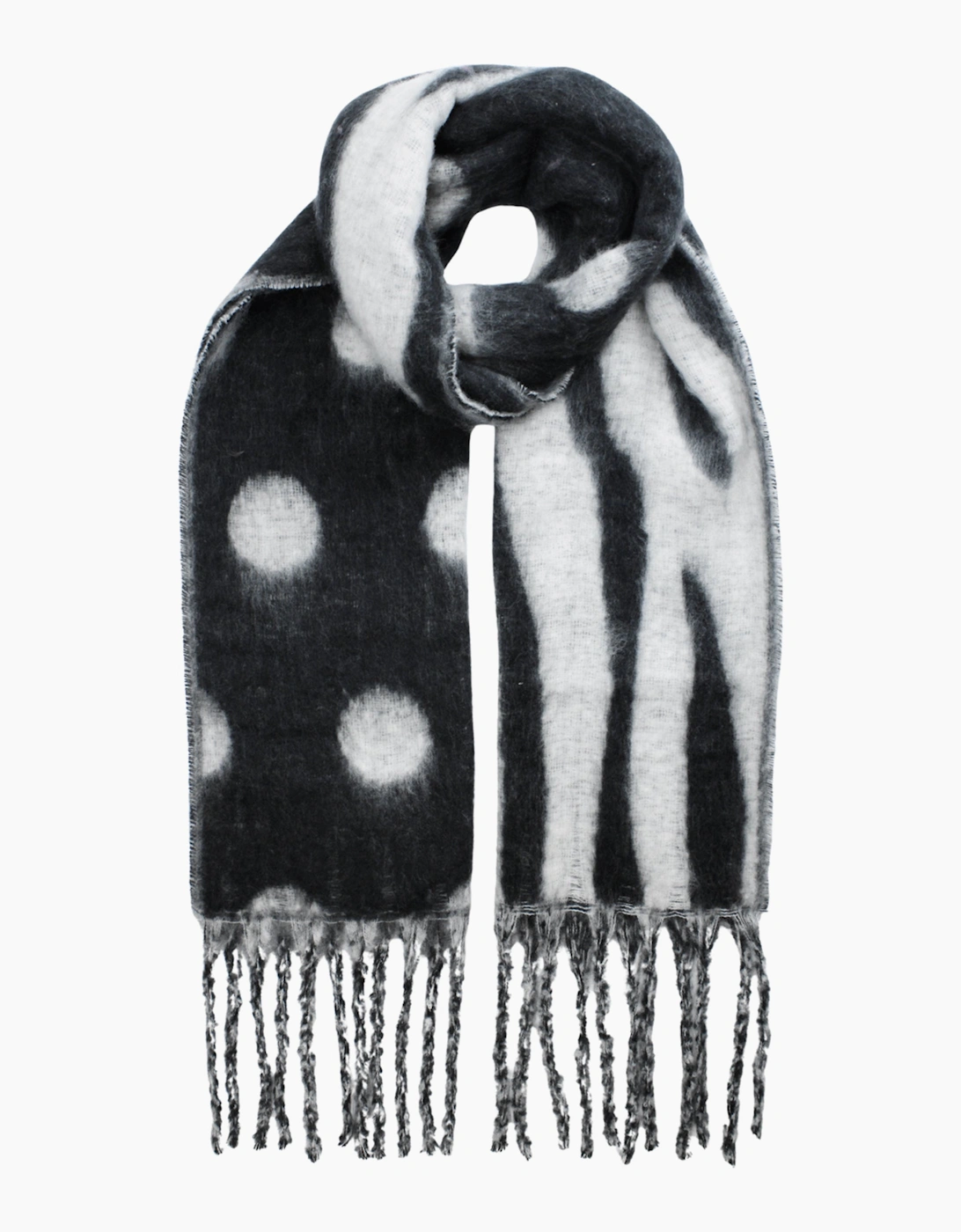 Multi Ladies Superfluffy Scarf With Tassels