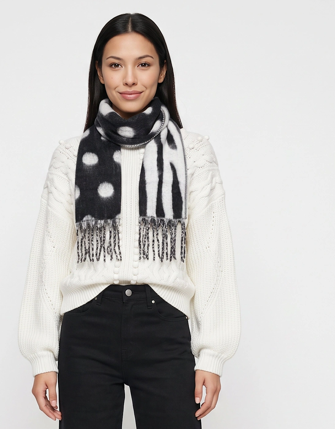 Multi Ladies Superfluffy Scarf With Tassels
