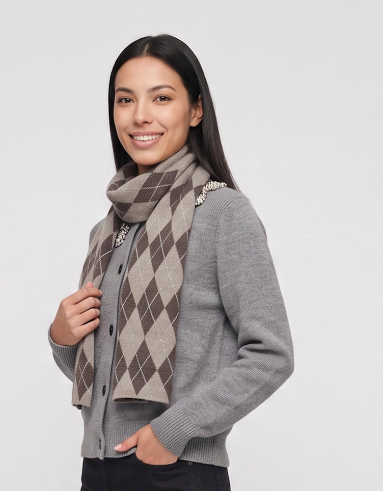 Multi Ladies Argyle Print Scarf