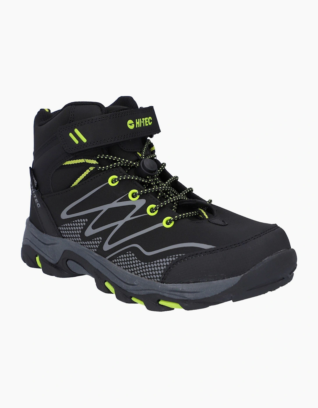 Hi-Tec Blackout Mid Polyester Boy's Black/Lime Hiking Boots