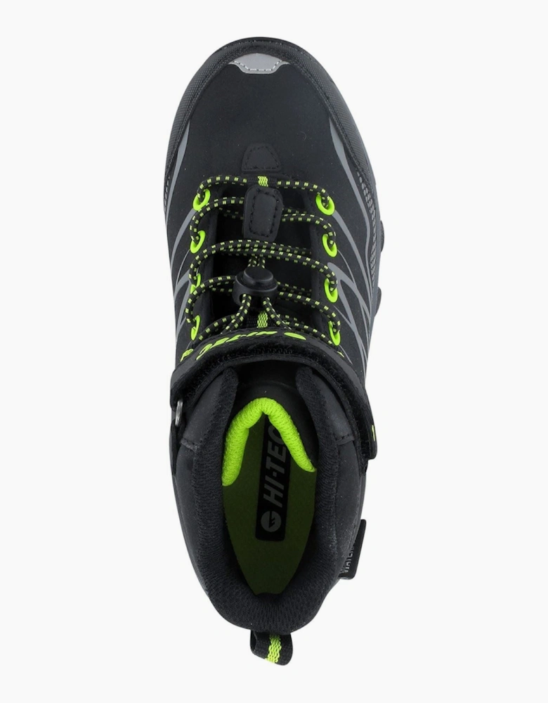 Hi-Tec Blackout Mid Polyester Boy's Black/Lime Hiking Boots