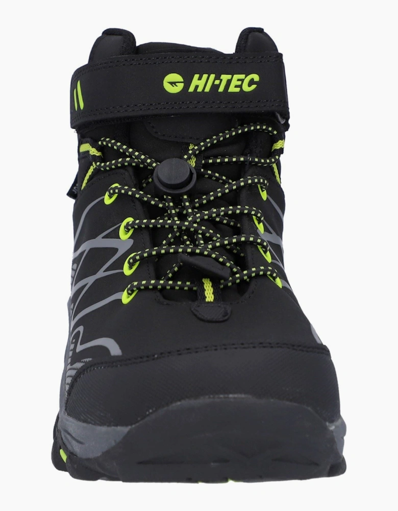 Hi-Tec Blackout Mid Polyester Boy's Black/Lime Hiking Boots