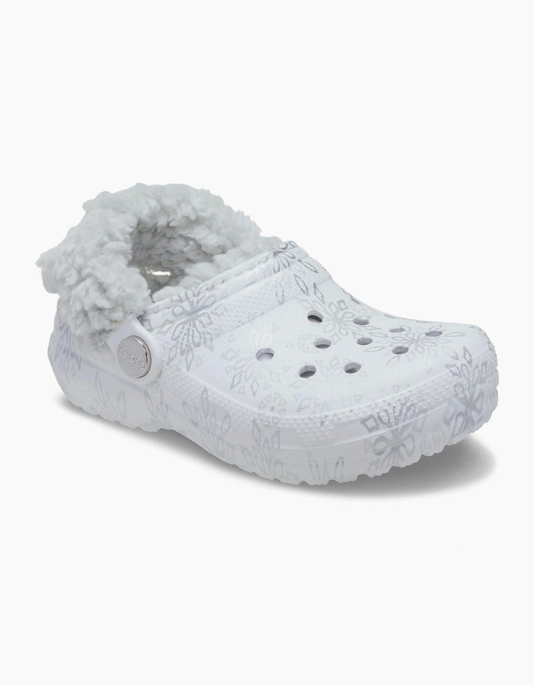 Crocs Classic Fleece Lined Kid Girl's Snow White Casual Shoes - Clogs