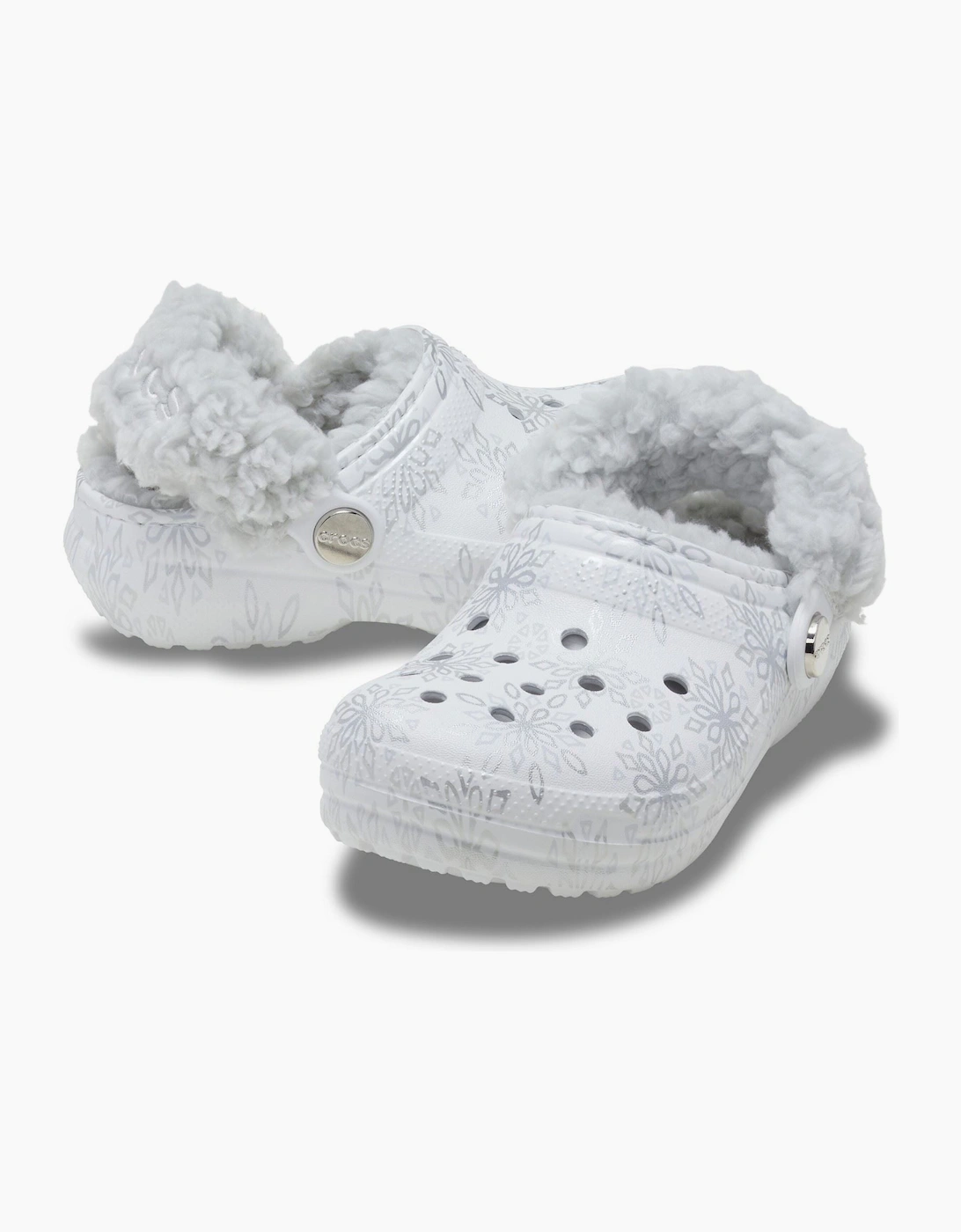 Crocs Classic Fleece Lined Kid Girl's Snow White Casual Shoes - Clogs