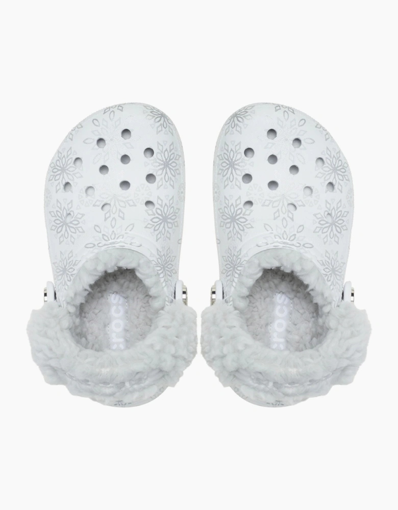 Crocs Classic Fleece Lined Kid Girl's Snow White Casual Shoes - Clogs