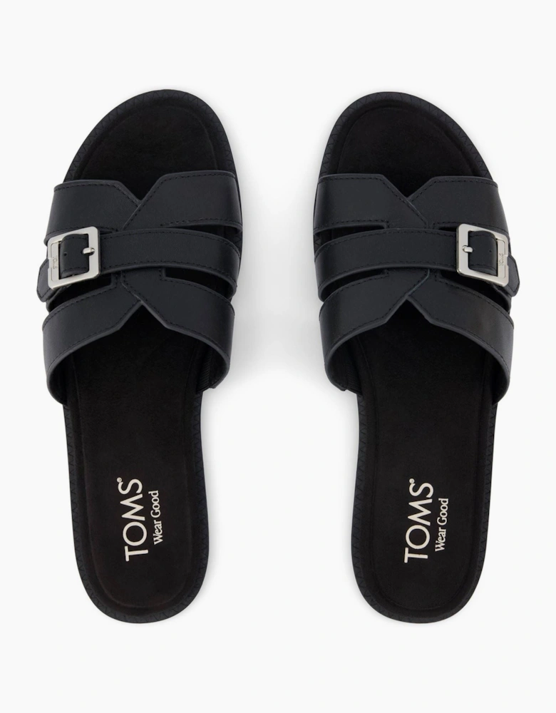 TOMS Sol Leather Women's Black Sandals