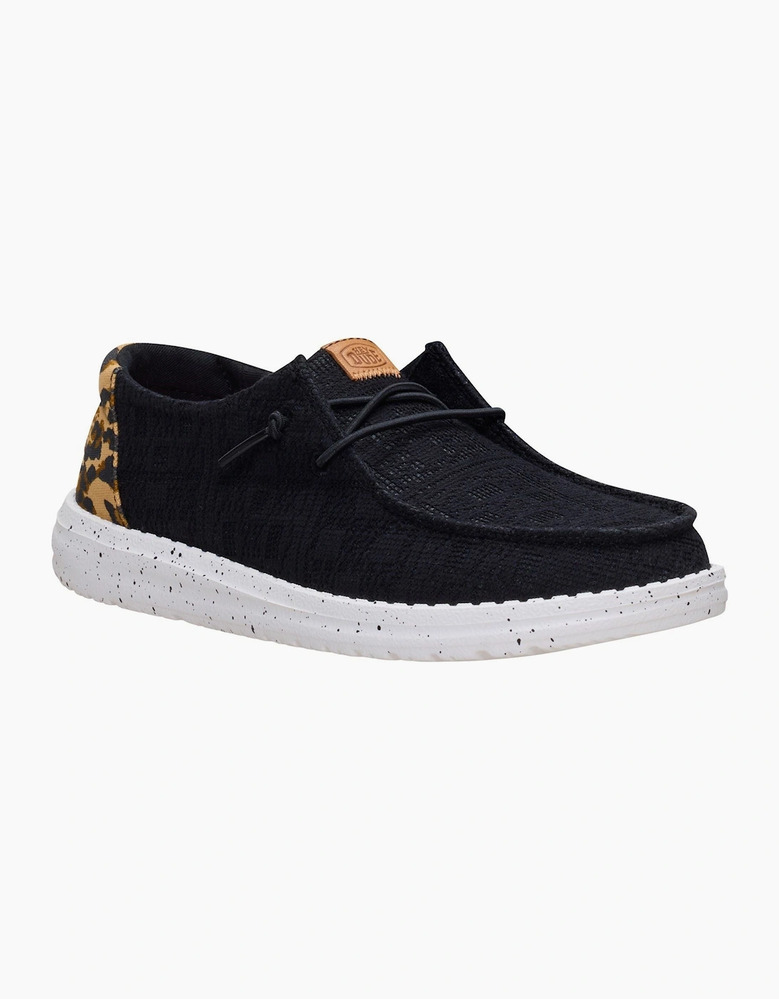 HEYDUDE Wendy Wildcat Cotton Women's Black/Leopard Moccasins Shoes