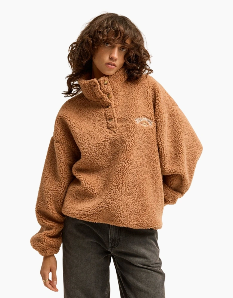Billabong Womens Run the Road Button-UP Half Zip Fleece