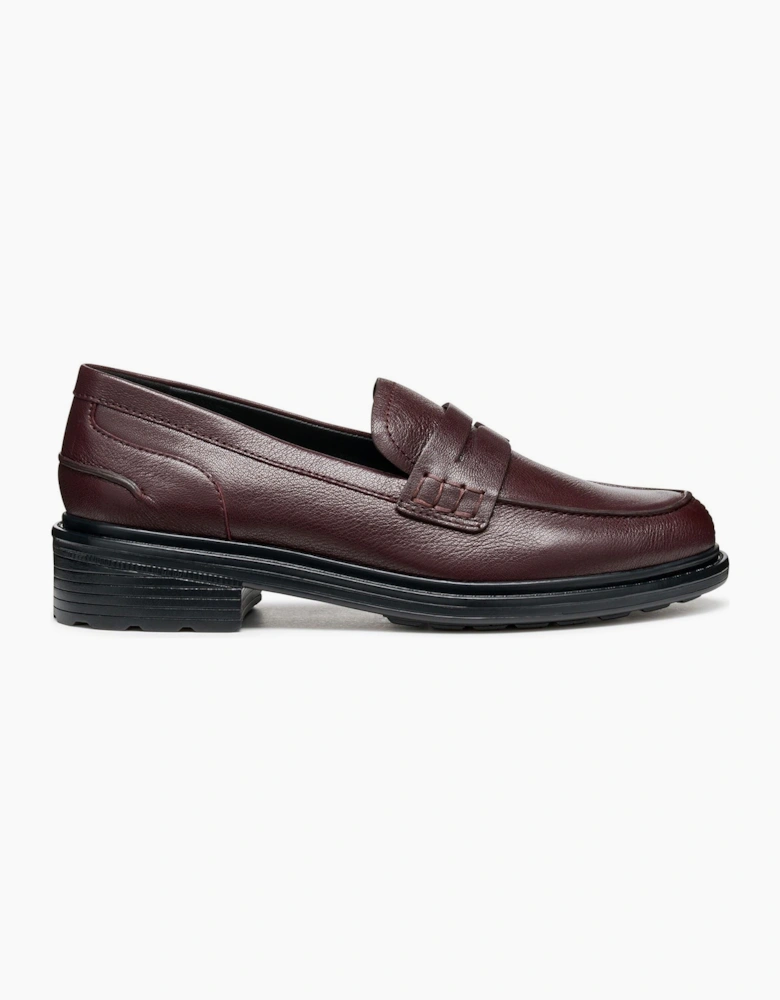 Geox D Walk Pleasure F Leather Women's Wine Moccasins Shoes