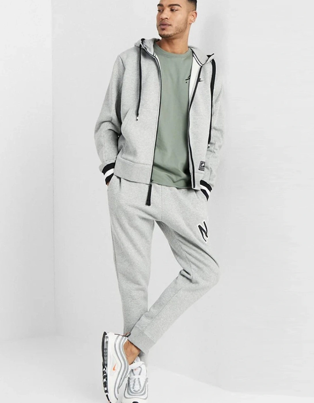 Nike Mens Air Zip Through Tracksuit Full Set in Grey