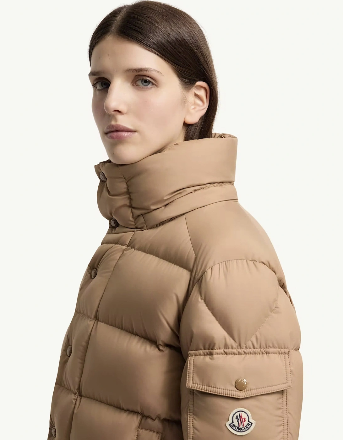 Womens Moncler Maya 70 Jacket Beige