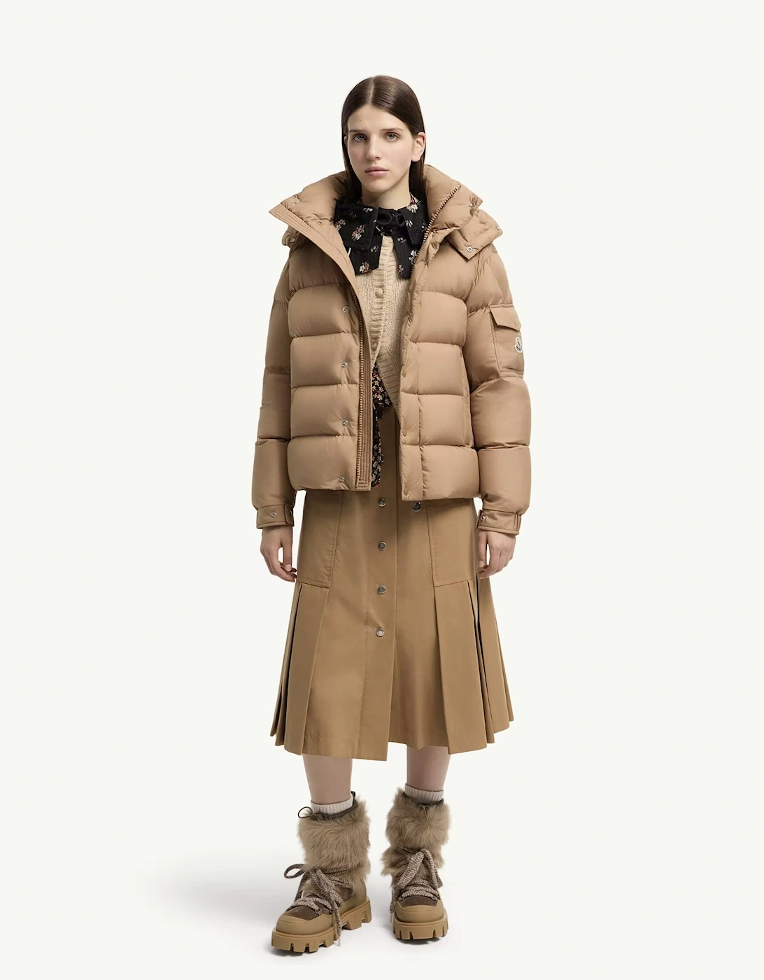 Womens Moncler Maya 70 Jacket Beige