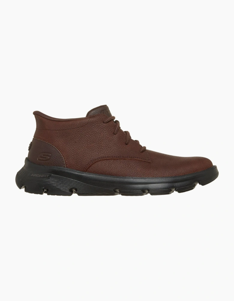 Skechers Arch Fit Garza Ridley Leather Men's Brown Ankle Boots