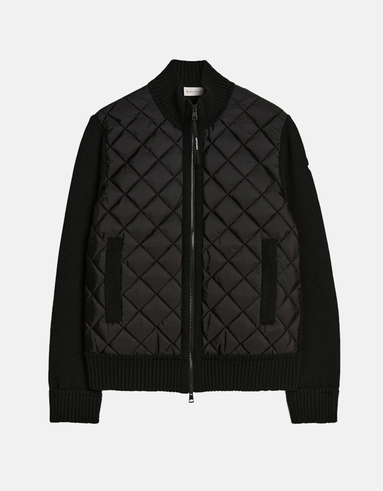 Diamond Quilt Cardigan Black