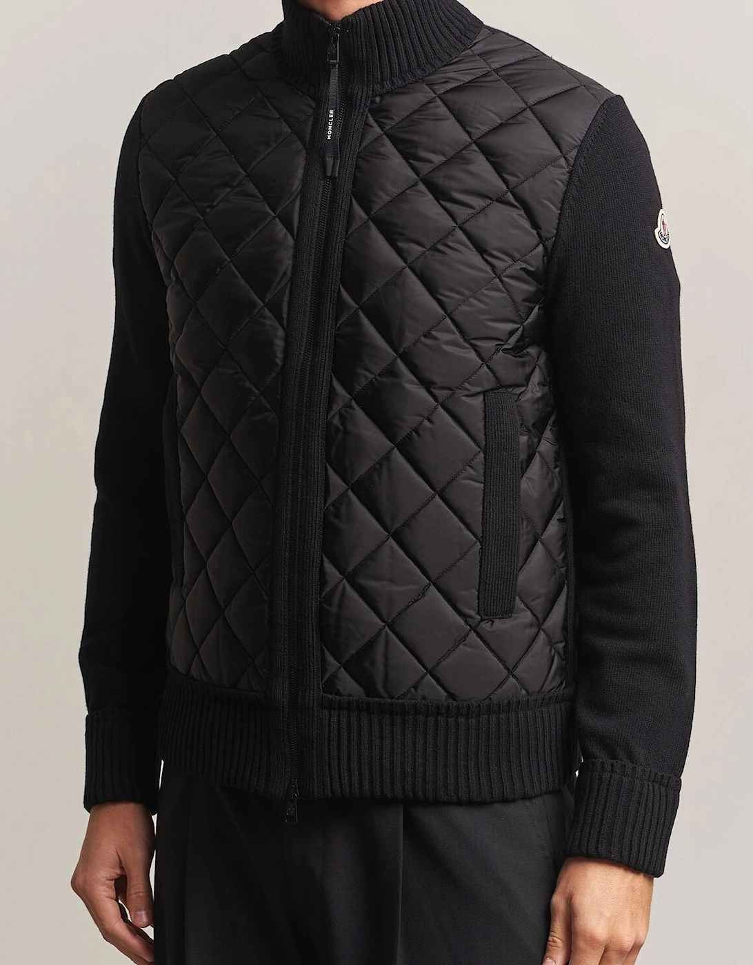 Diamond Quilt Cardigan Black