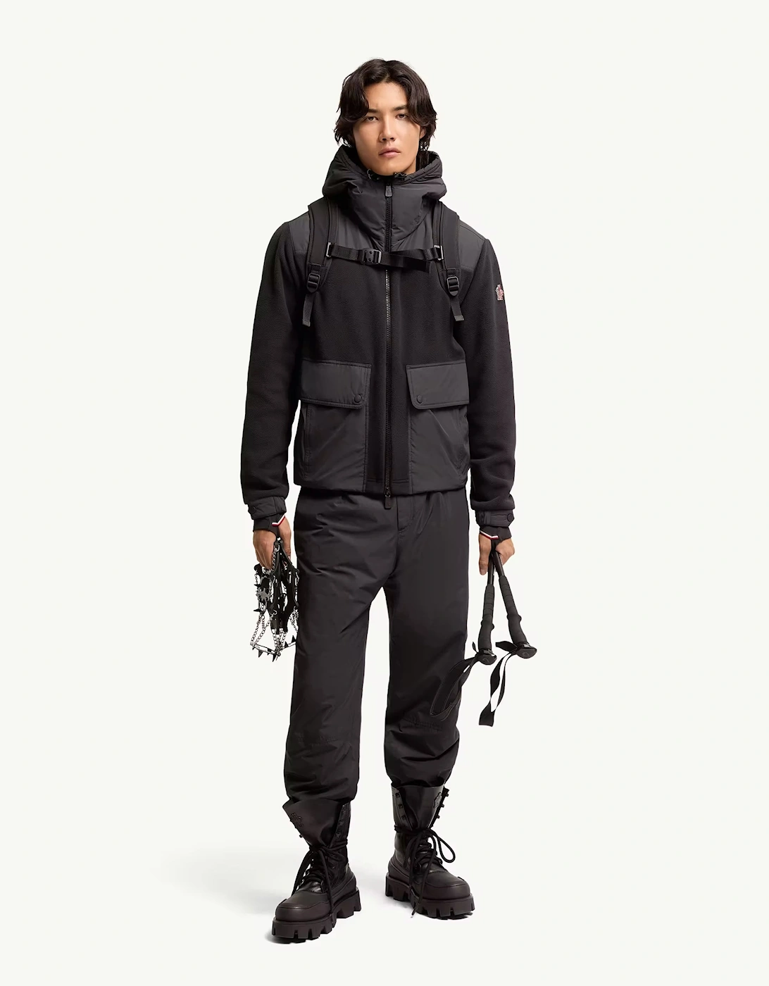 Hybrid Polartec® Zip-Up Hoodie Black