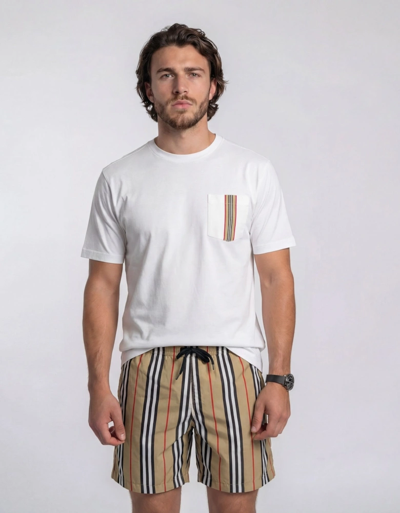 Burberry 'Ellison' Stripe Embroidery T-Shirt White