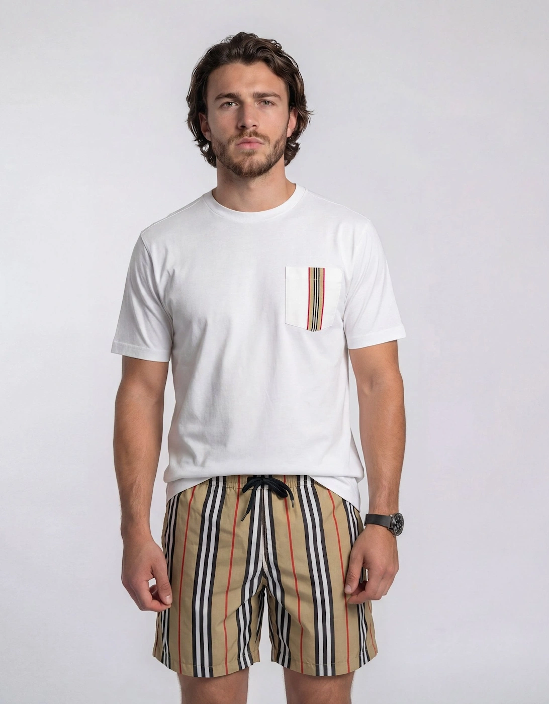 Burberry 'Ellison' Stripe Embroidery T-Shirt White