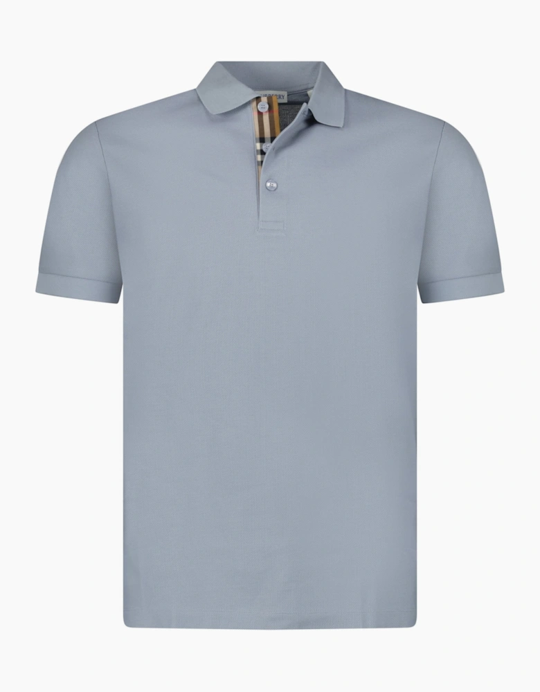 Burberry 'Hartford' Check Placket Polo Gale Blue