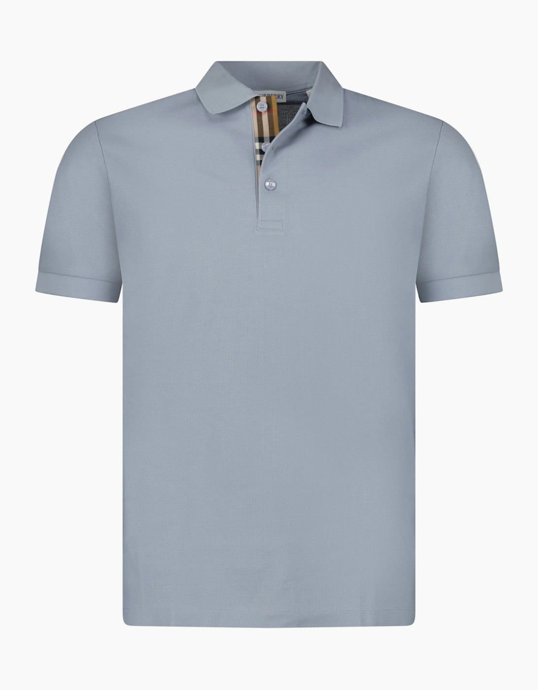 Burberry 'Hartford' Check Placket Polo Gale Blue