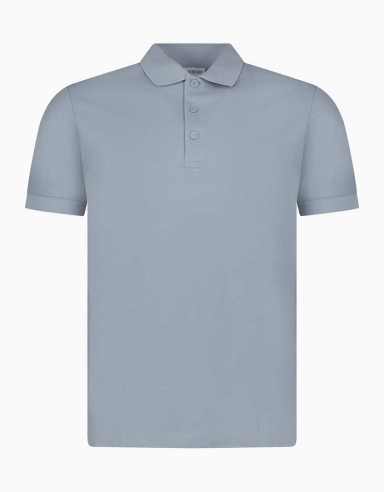 Burberry 'Hartford' Check Placket Polo Gale Blue