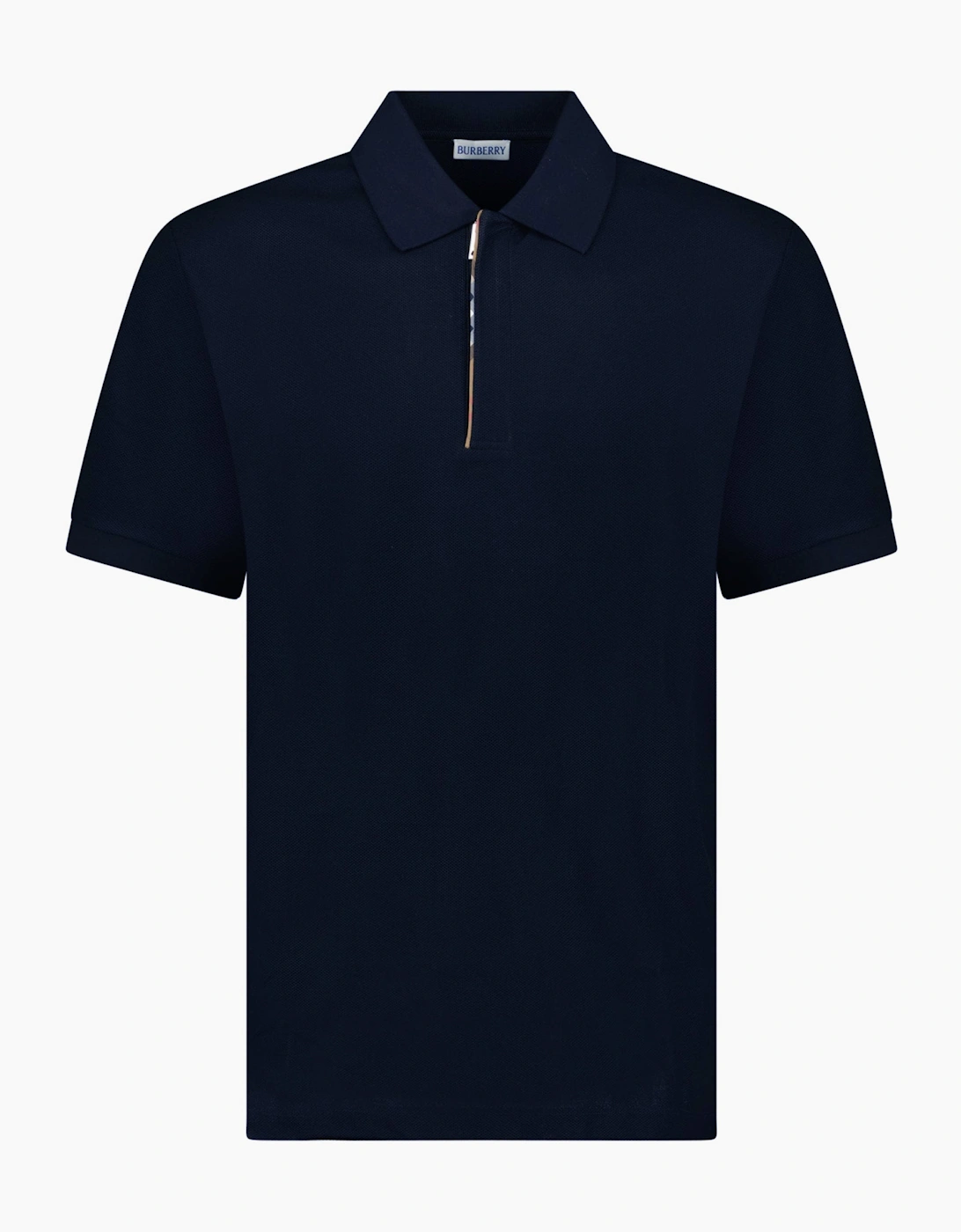 Burberry 'Hartford' Check Placket Zip Polo Navy