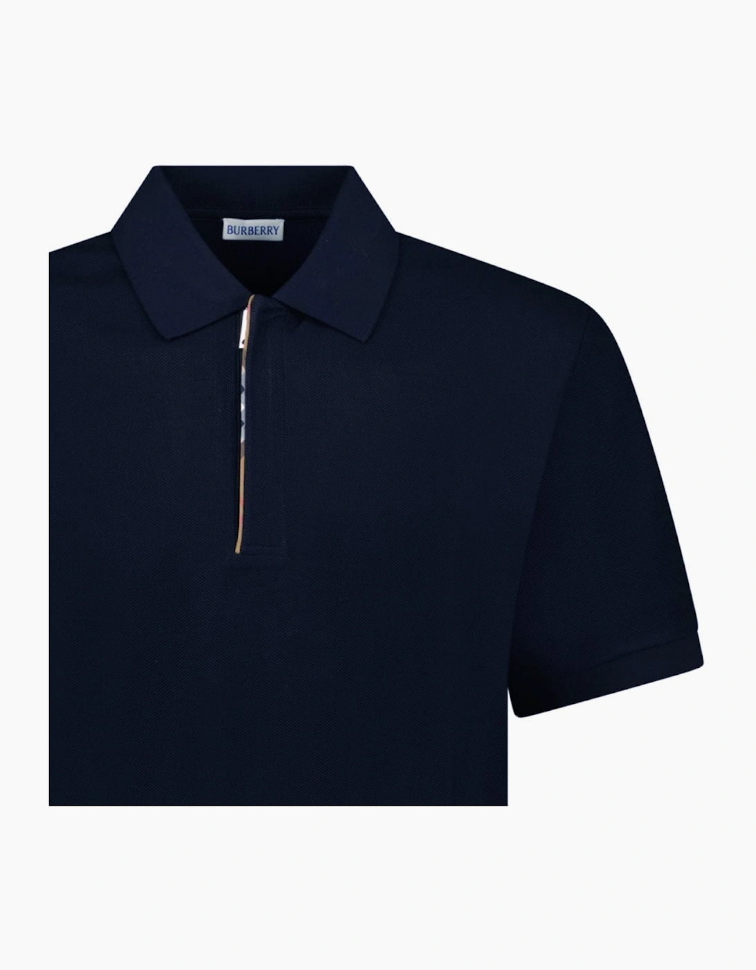 Burberry 'Hartford' Check Placket Zip Polo Navy