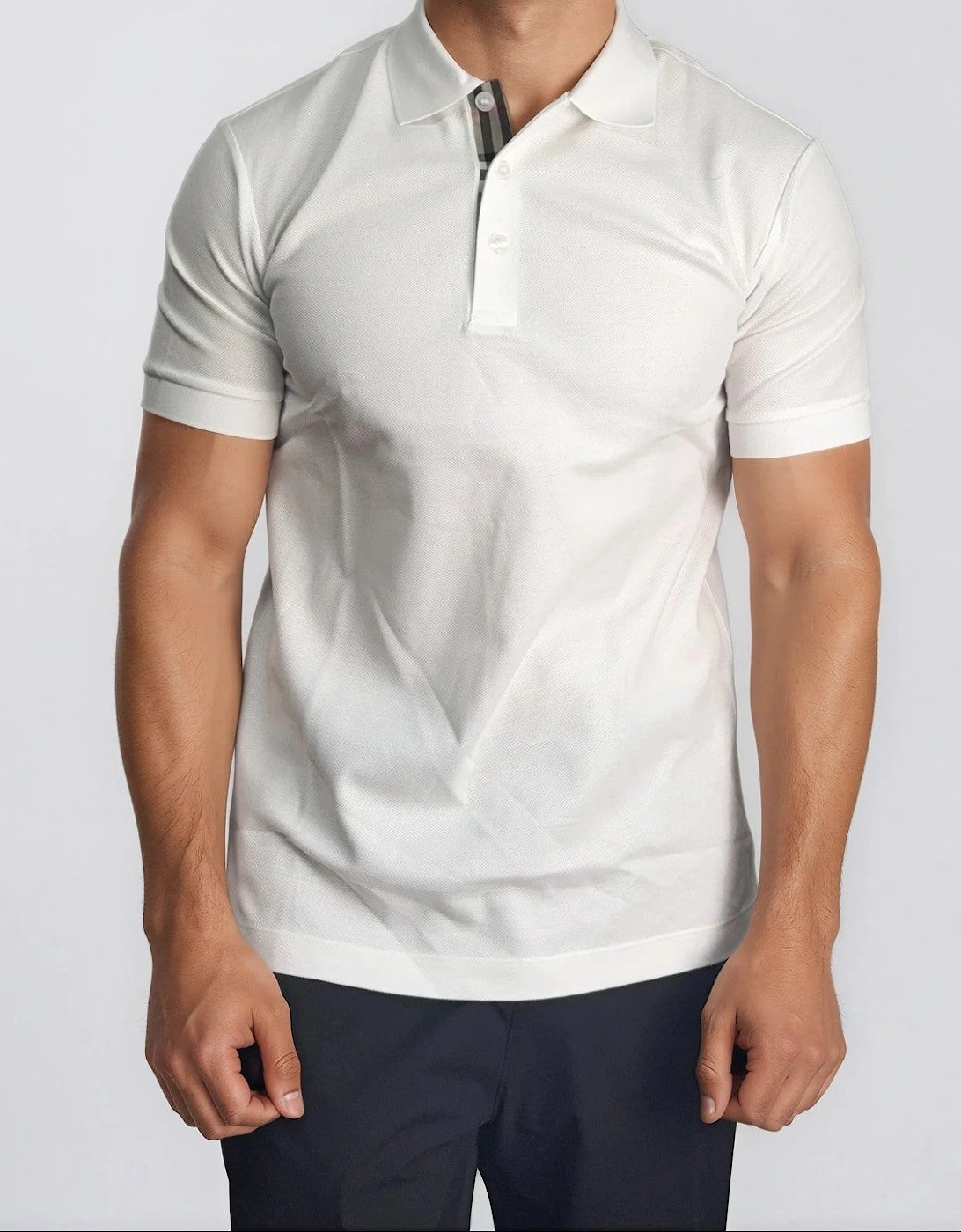 Burberry 'Hartford' Check Placket Polo White