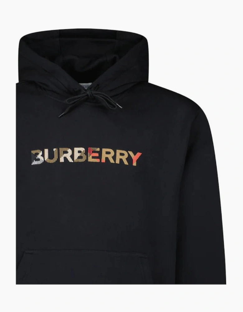 Burberry ‘Farley’ Logo Embroidered Hoodie in Black