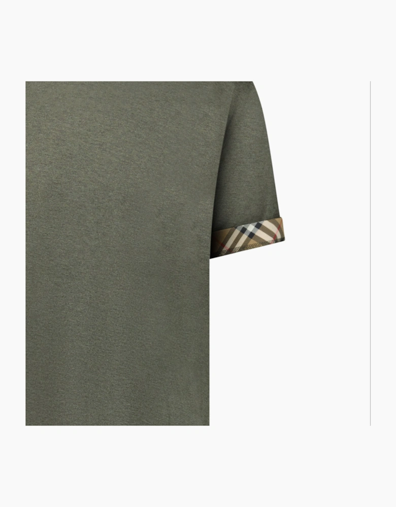 Burberry 'Ellison' Organic Cotton Check Sleeve Dark Green