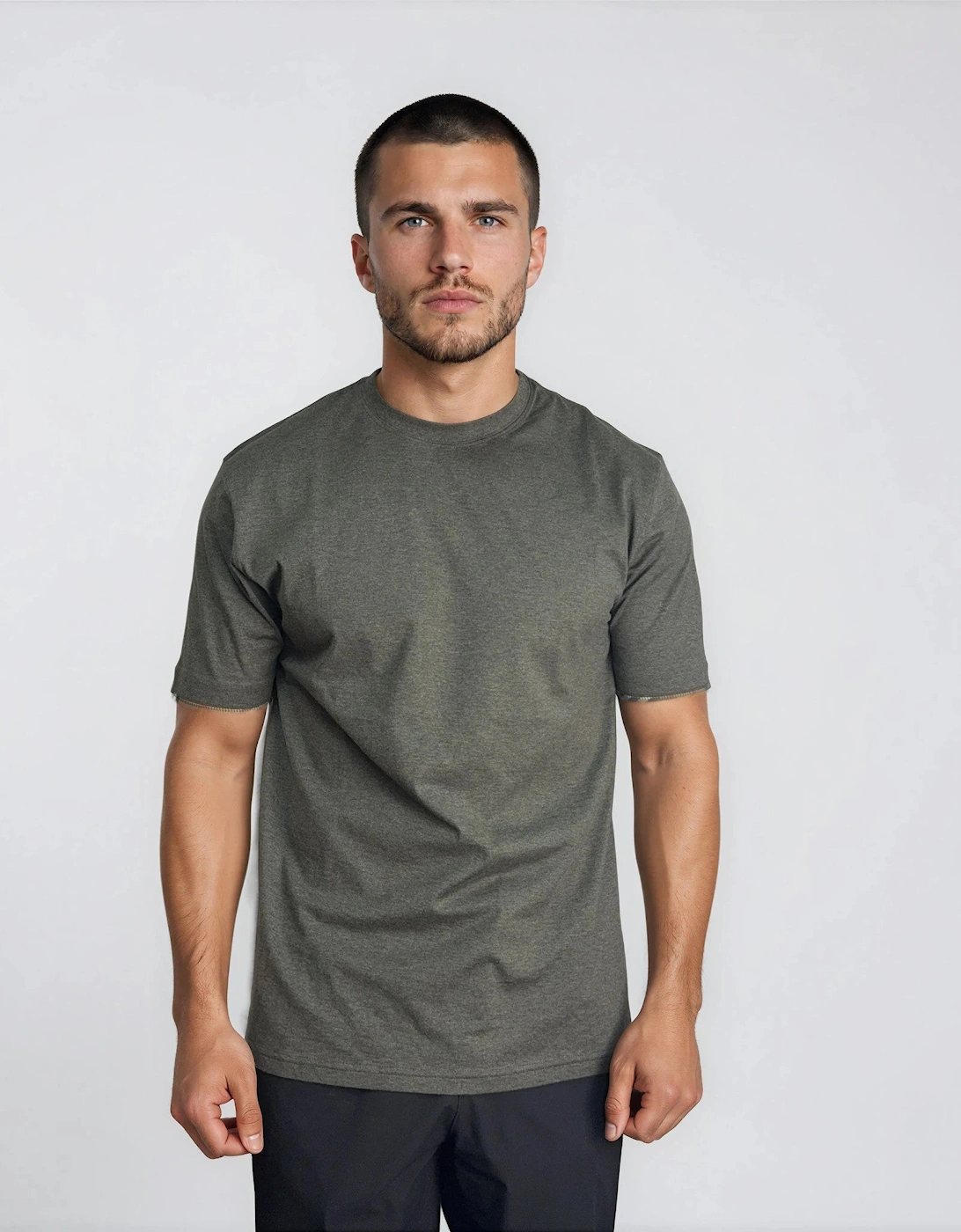 Burberry 'Ellison' Organic Cotton Check Sleeve Dark Green