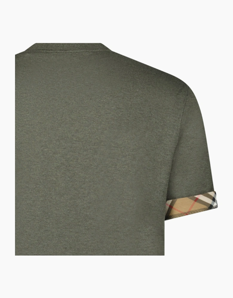 Burberry 'Ellison' Organic Cotton Check Sleeve Dark Green