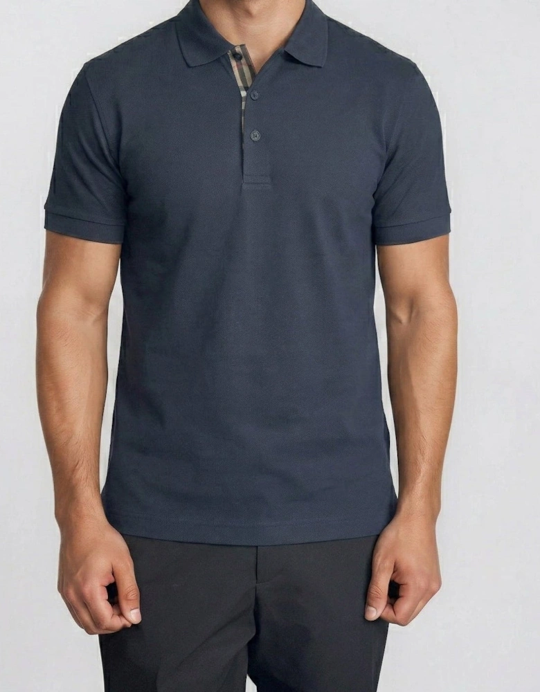 Burberry 'Hartford' Check Placket Polo Navy
