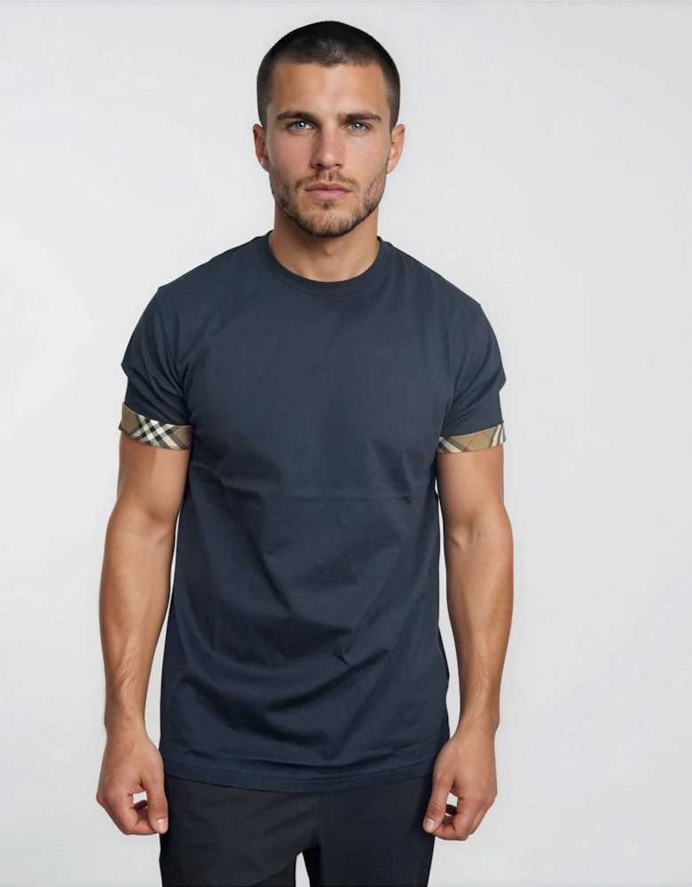 Burberry 'Ellison' Organic Cotton Check Sleeve Navy