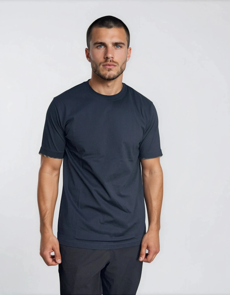 Burberry 'Ellison' Organic Cotton Check Sleeve Navy